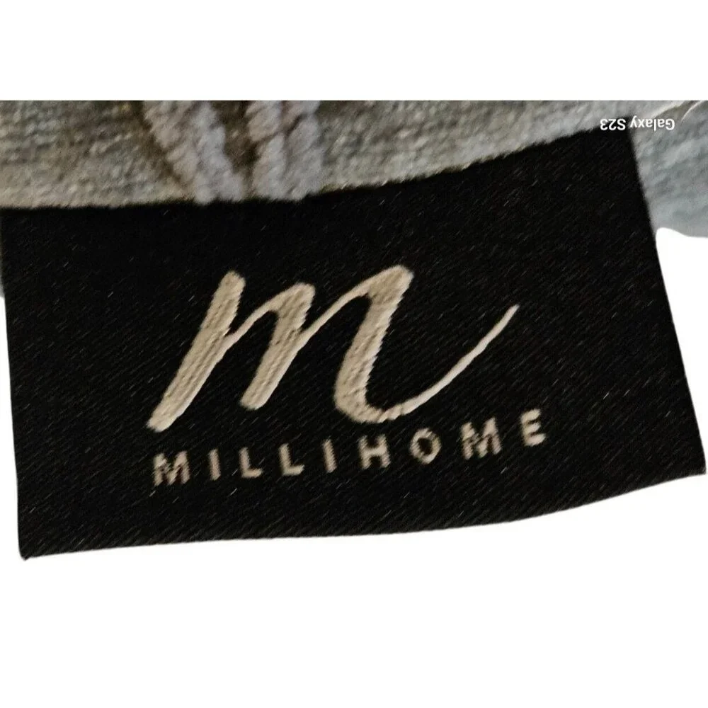 Vintage Velvet Throw Pillow MilliHome Olive Raised Leaf Embroidery 20